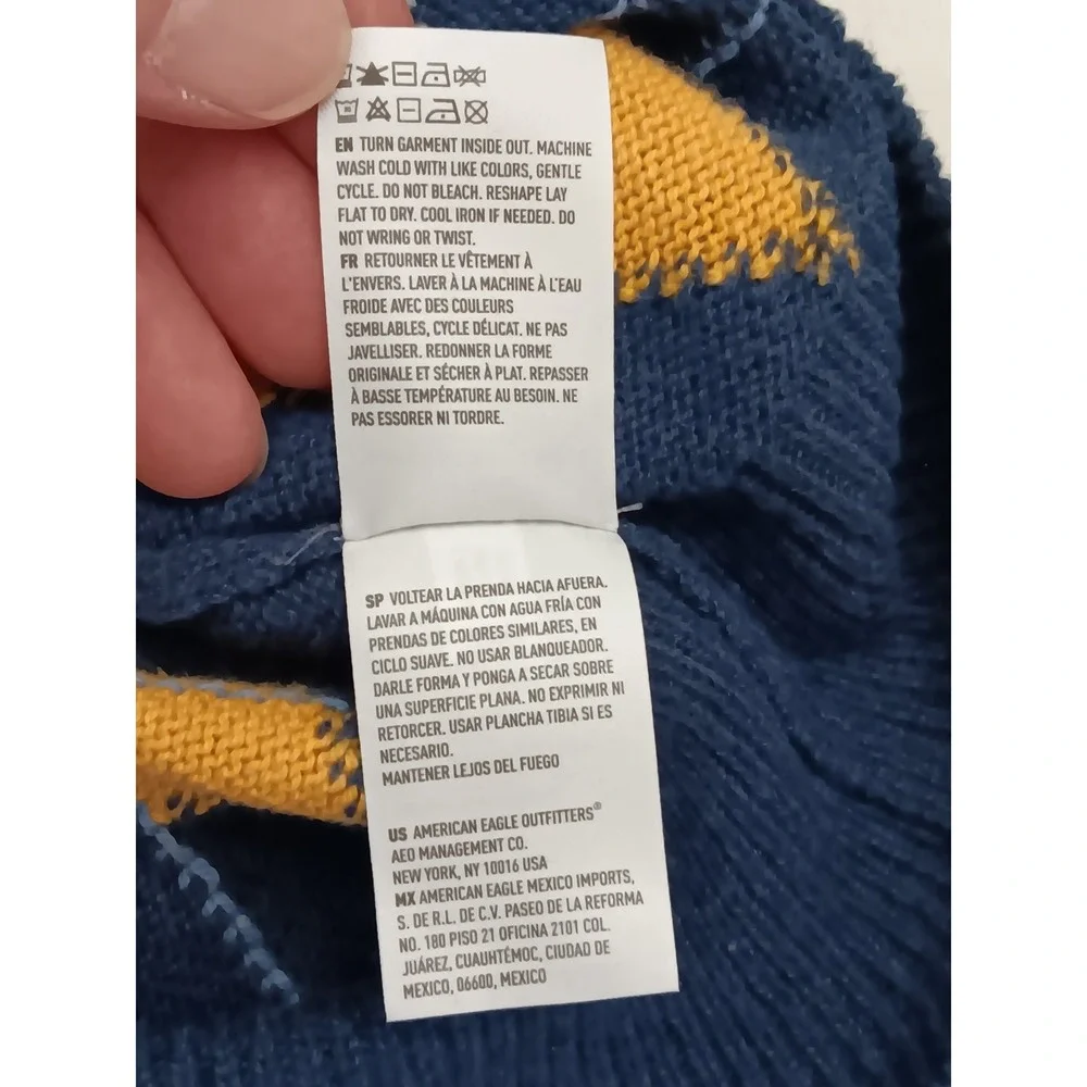 American Eagle Outfitters Argyle Sweater Vest Navy Blue Yellow White Women's M - Picture 6 of 9